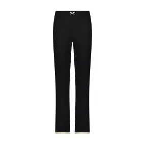 Polkadot BLACK RIB PANT Hi Rise w Ecru Cluny Lace