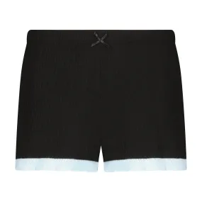 Polkadot Black Rib SHORT MID RISE w Blue Border Hems