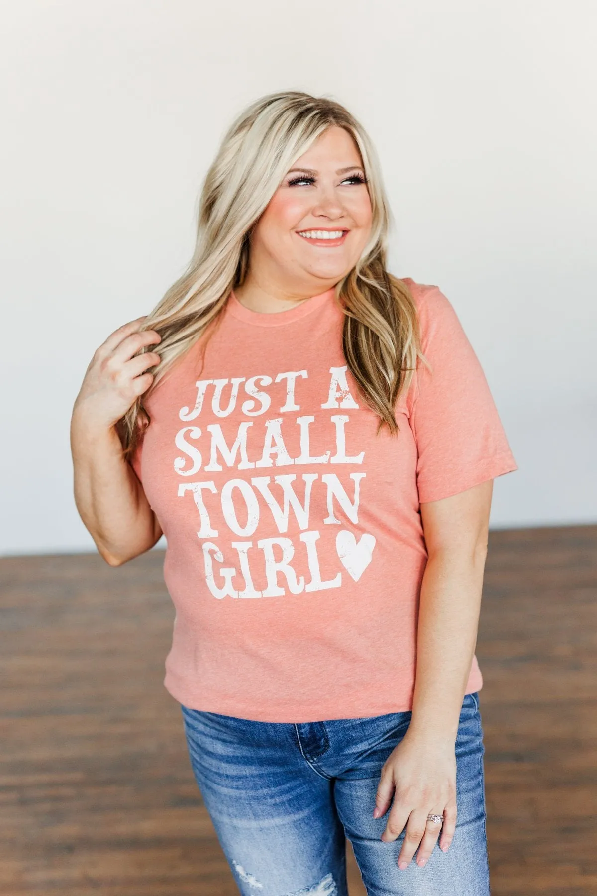 "Just A Small Town Girl" Graphic Tee- Dusty Peach