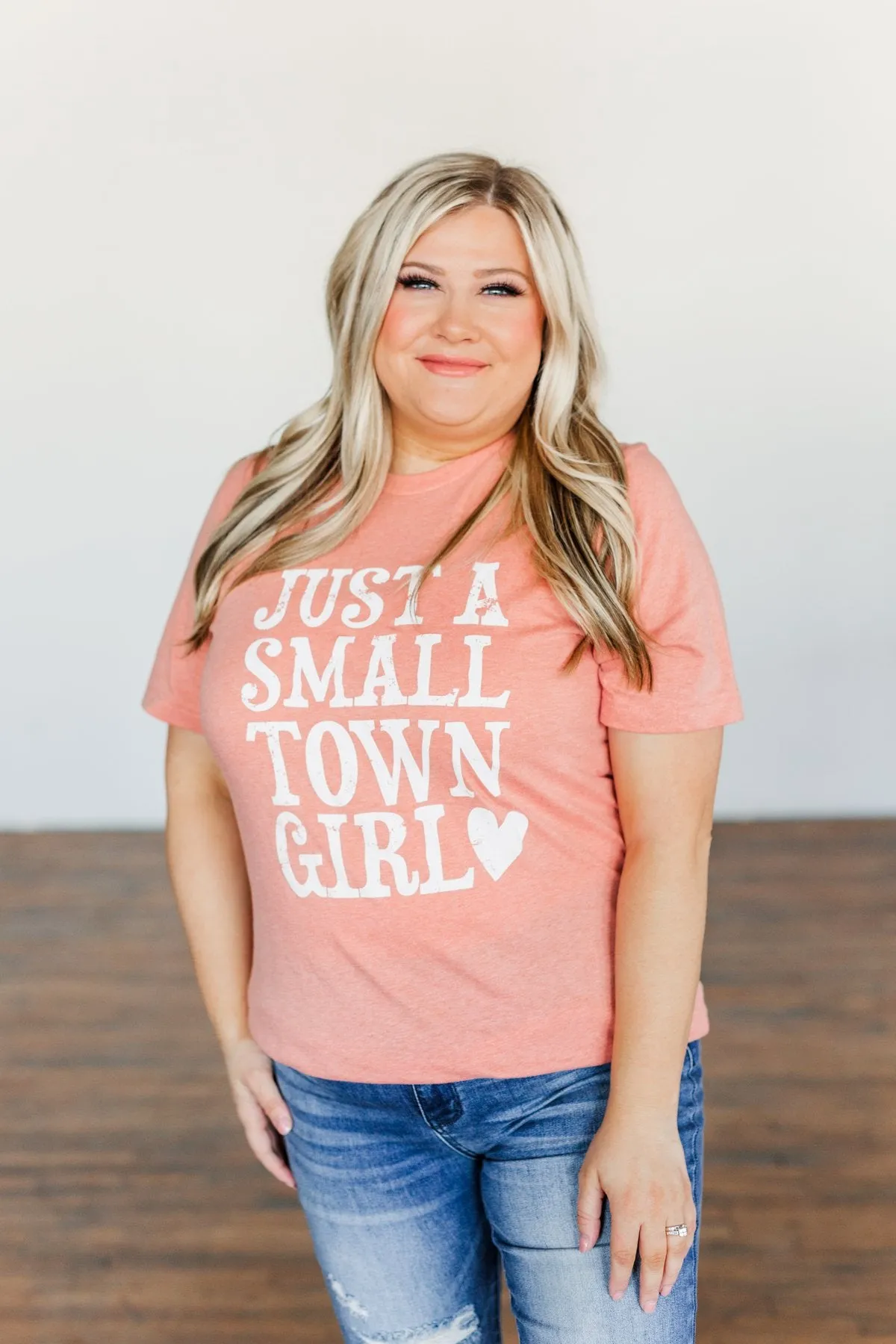 "Just A Small Town Girl" Graphic Tee- Dusty Peach