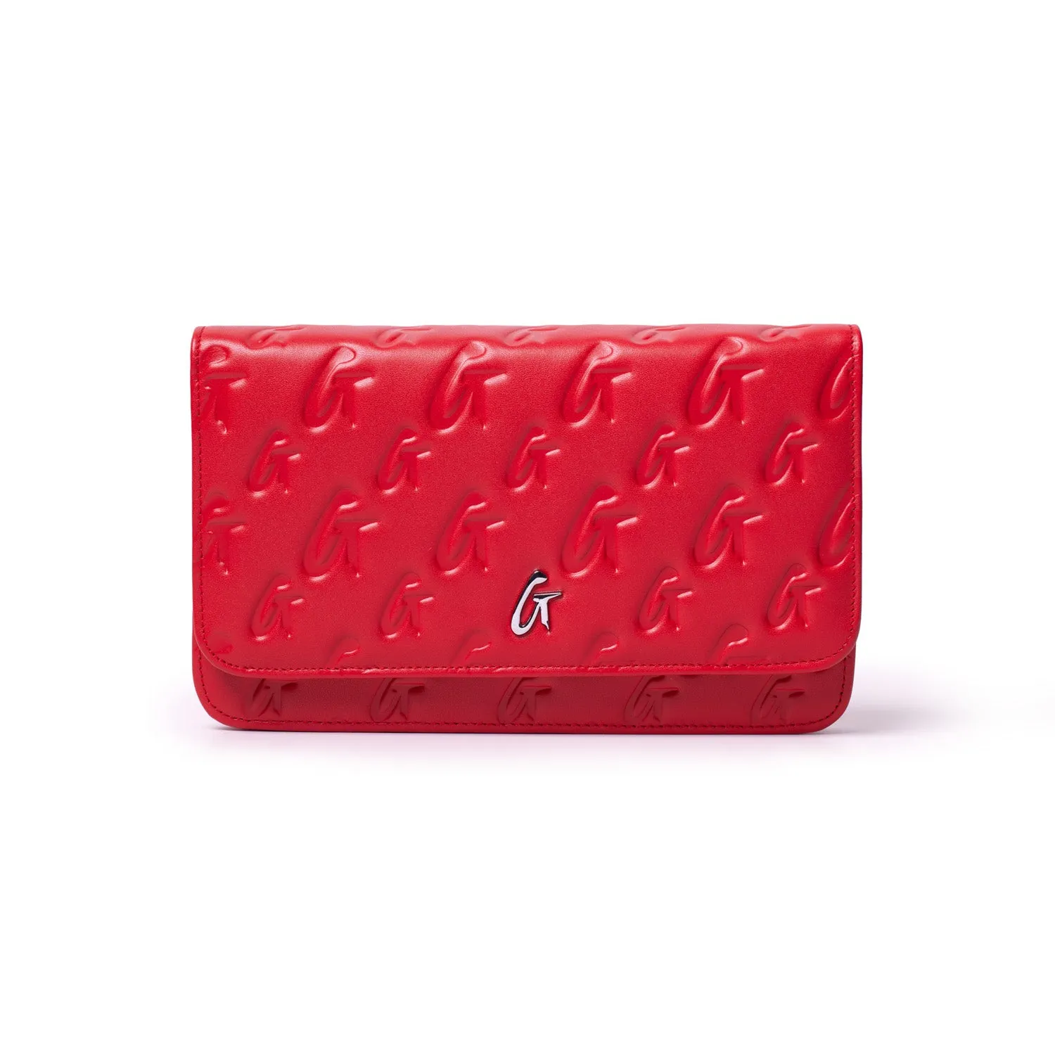 RED MONOGRAM WALLET ON CHAIN-SILVER