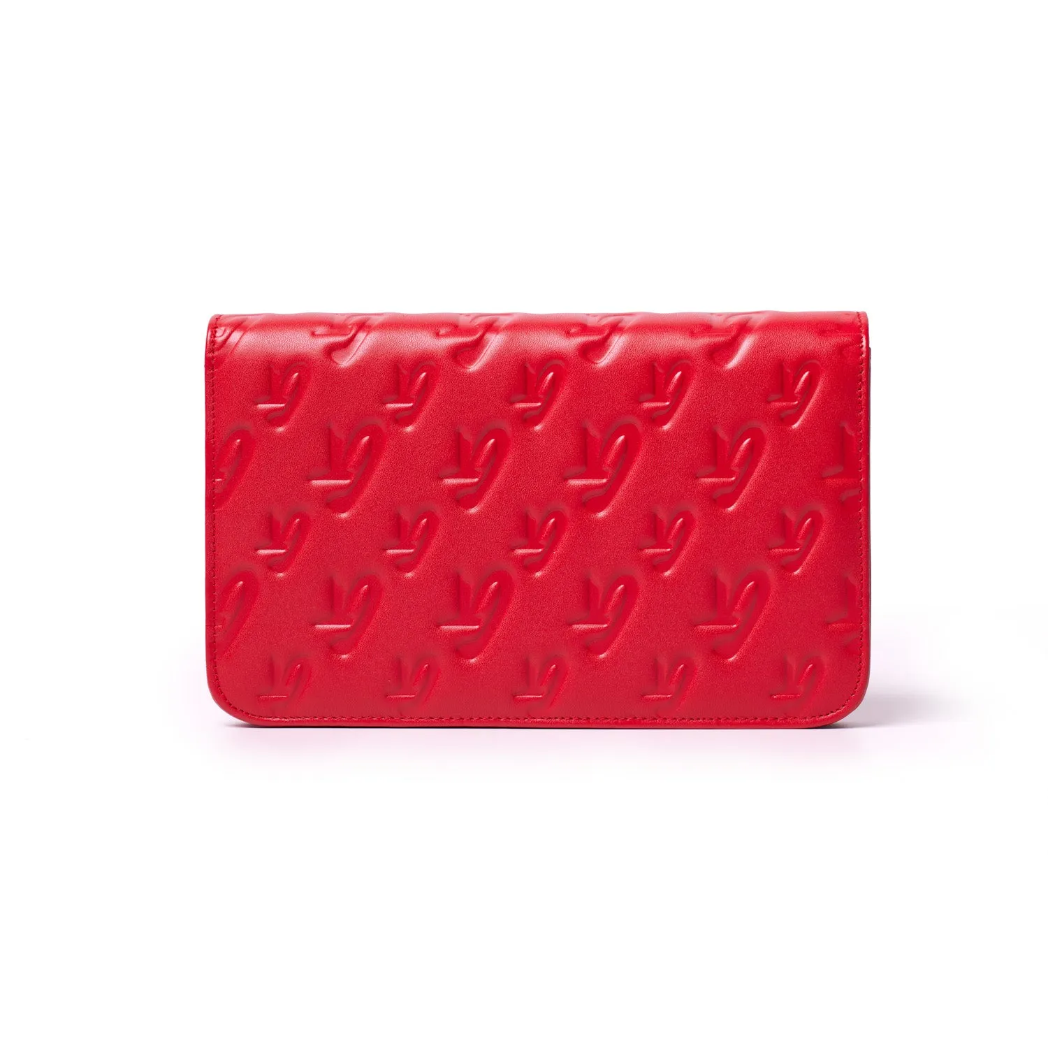 RED MONOGRAM WALLET ON CHAIN-SILVER