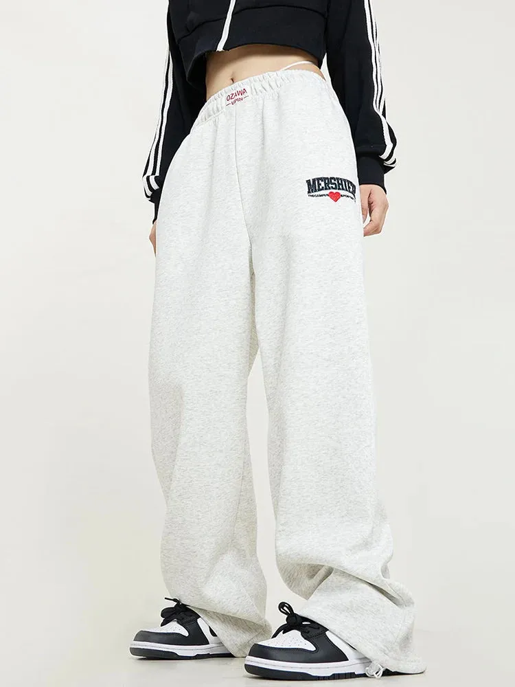 Retro Casual Lace Up Hip Hop Sweatpants American High Waist Letter Sweatpants