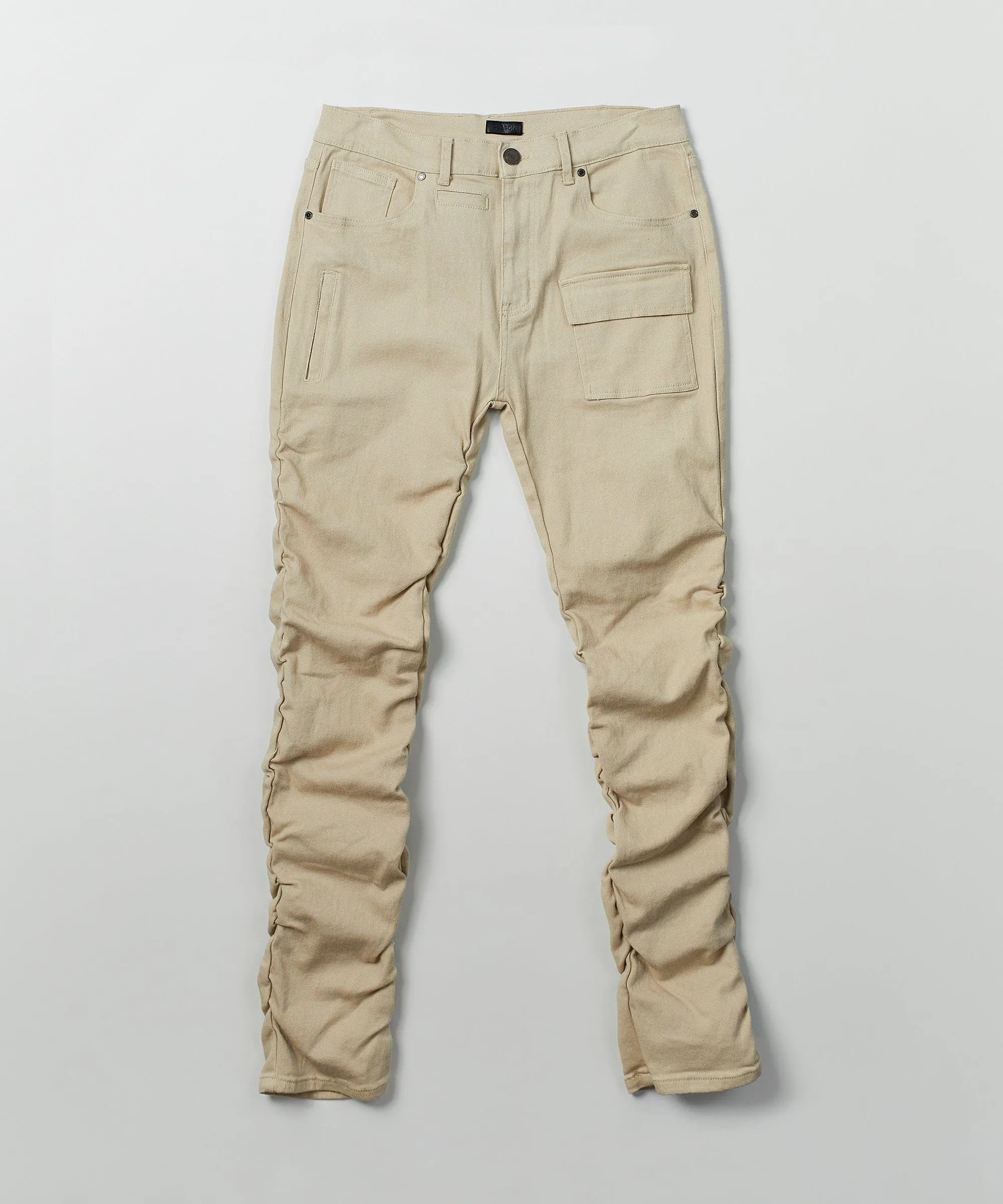 Reynolds Ruched Denim Pants - Khaki