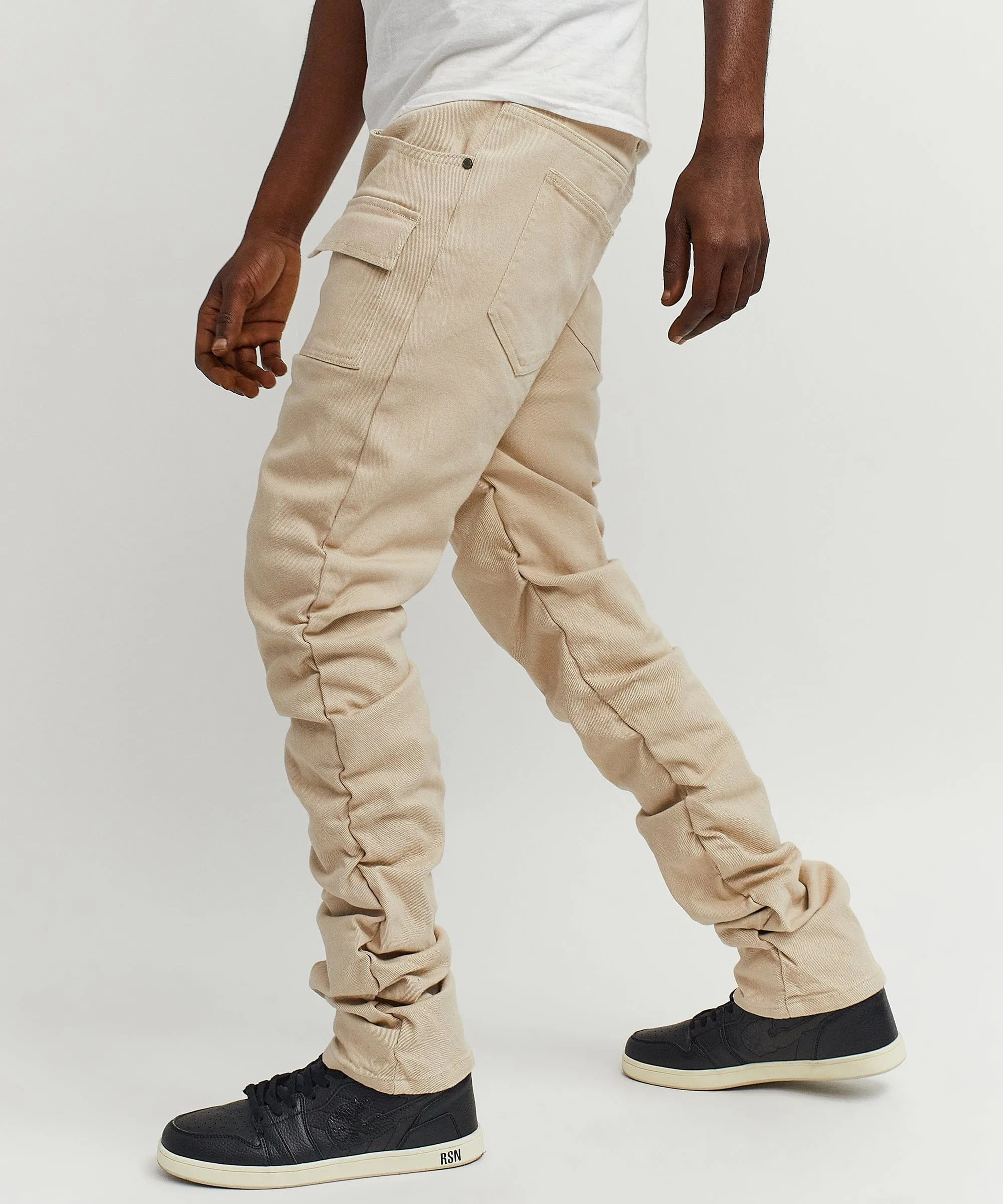 Reynolds Ruched Denim Pants - Khaki