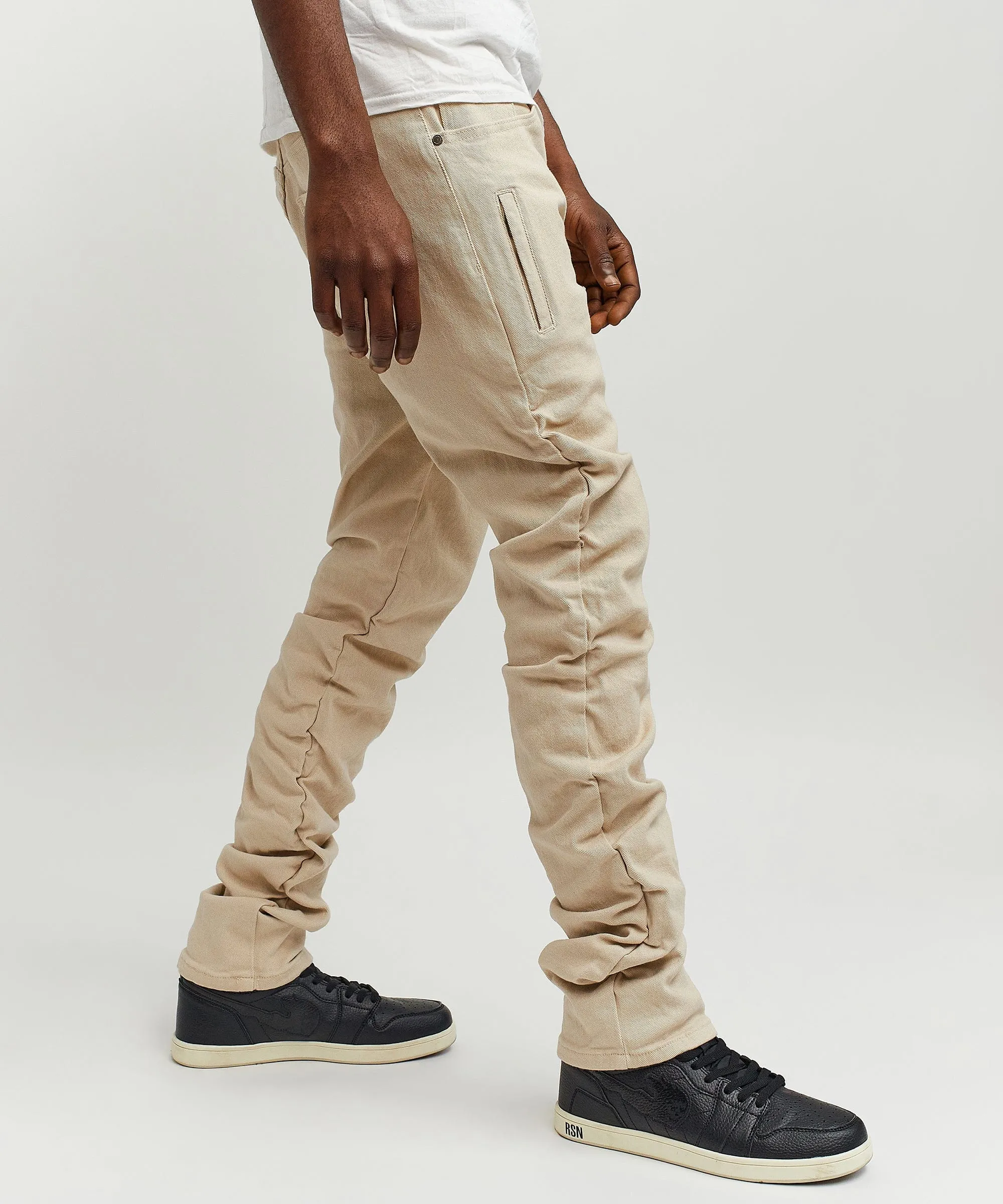 Reynolds Ruched Denim Pants - Khaki