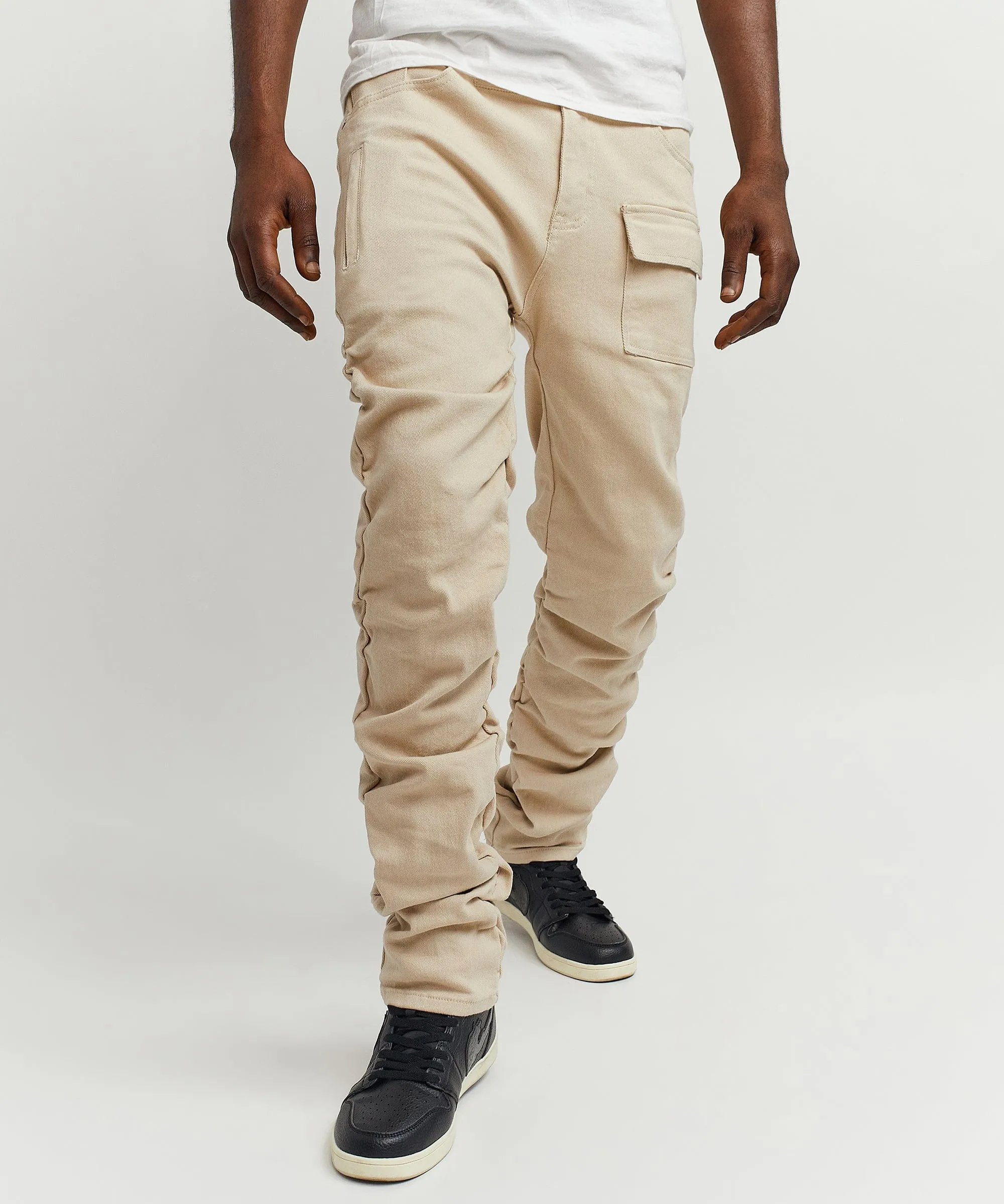 Reynolds Ruched Denim Pants - Khaki