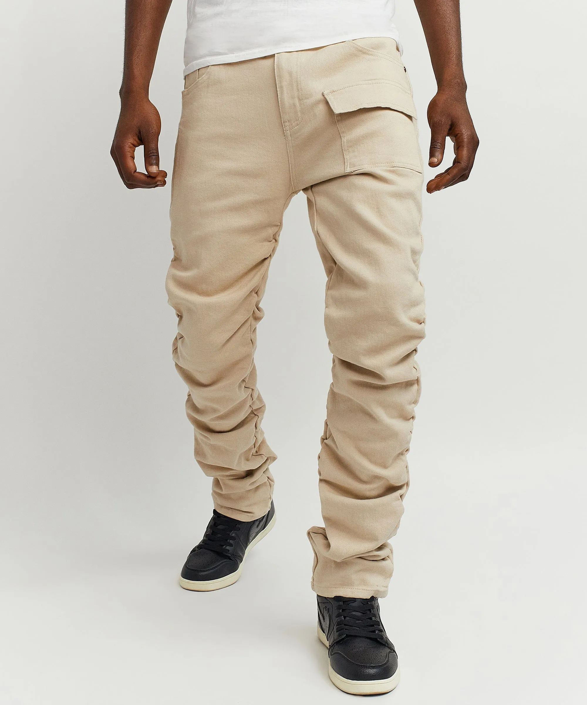 Reynolds Ruched Denim Pants - Khaki