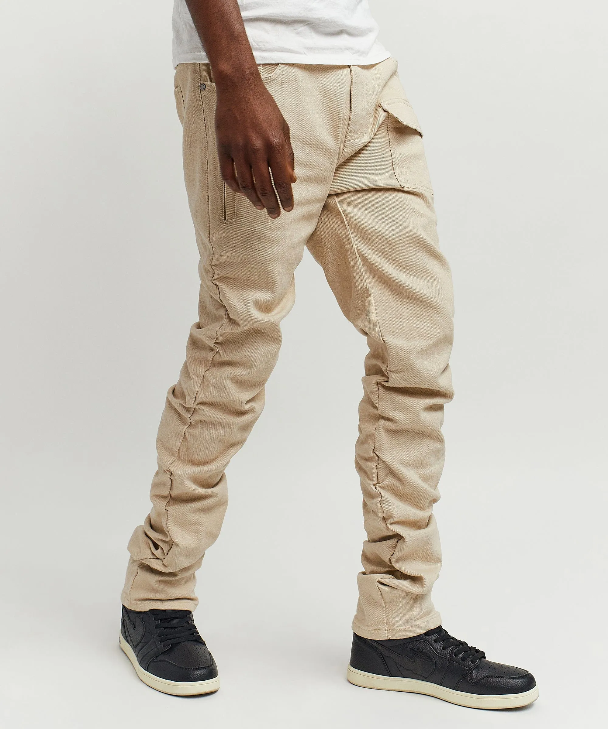 Reynolds Ruched Denim Pants - Khaki