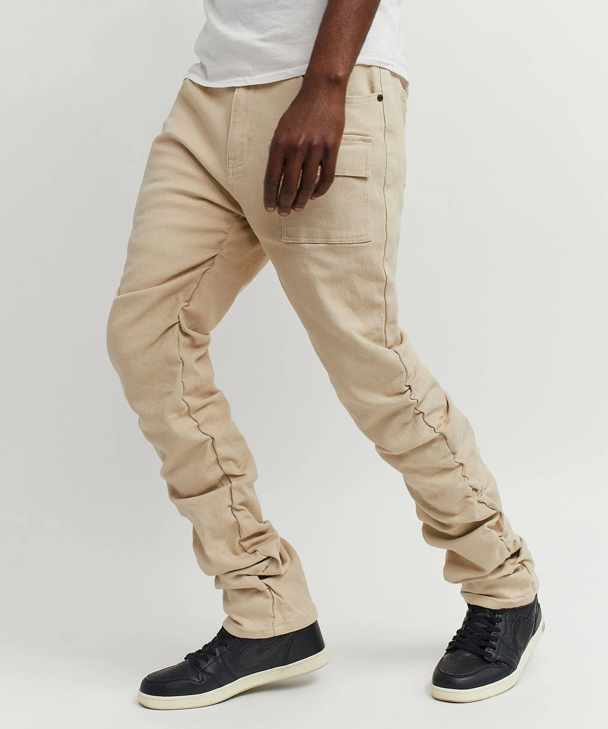 Reynolds Ruched Denim Pants - Khaki