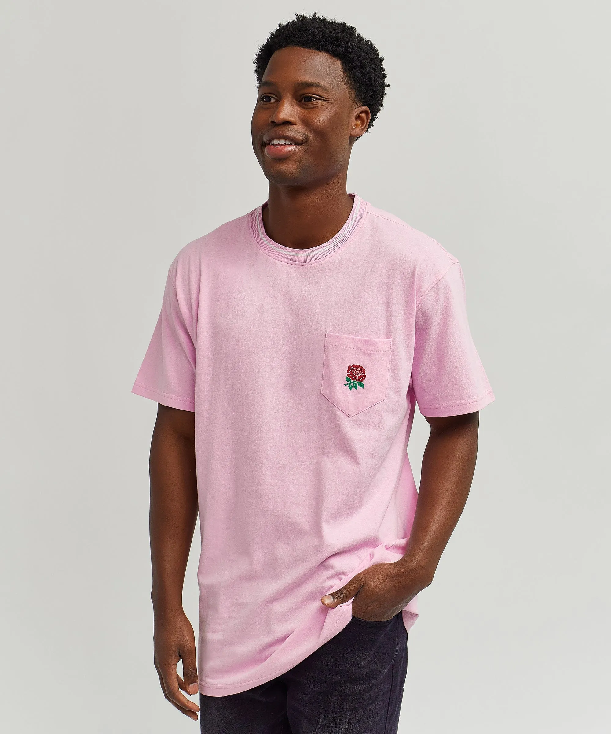 Rose Pocket Short Sleeve Tee - Pink