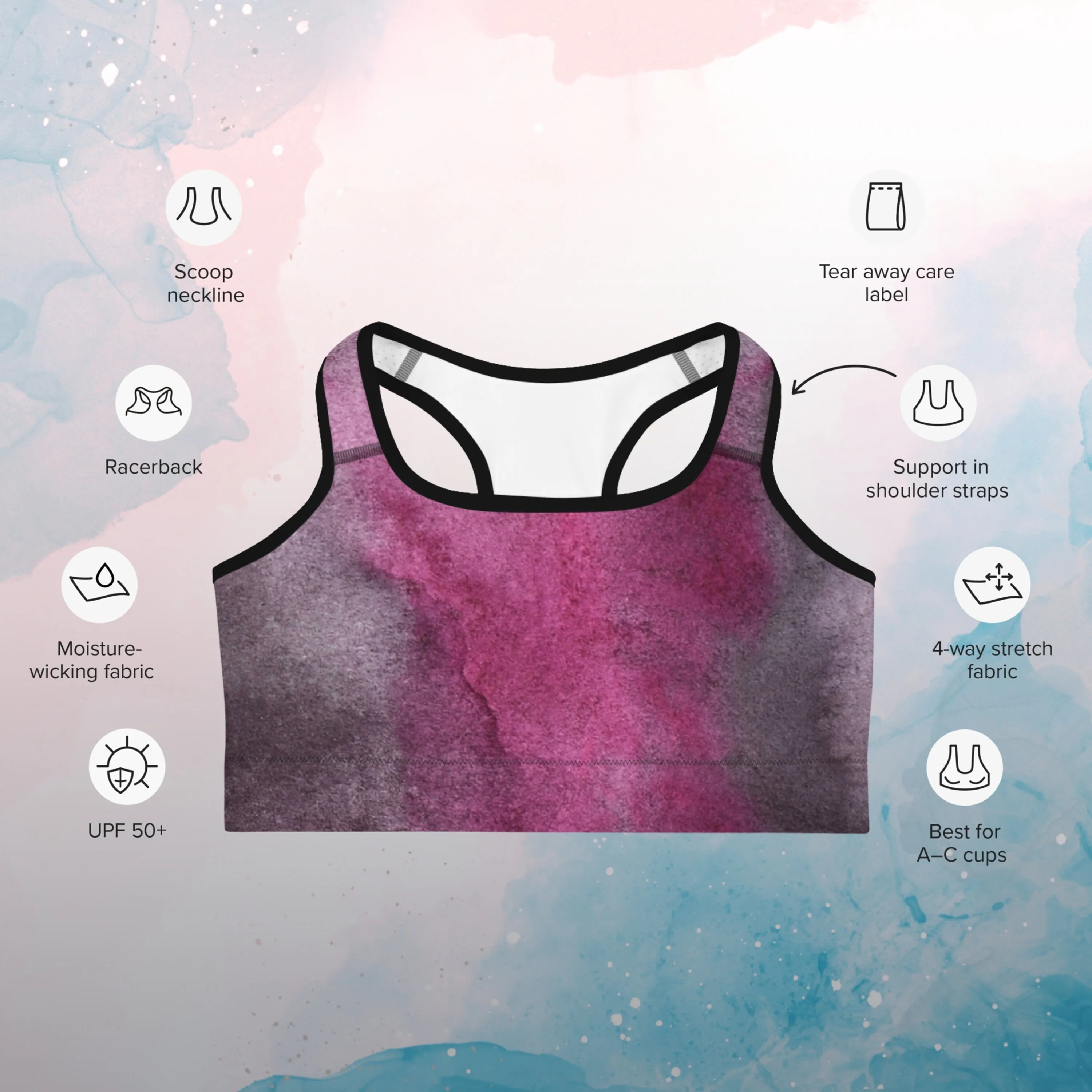 Ruby Purple Jewel Tone Womens Light Weight Sports Bra