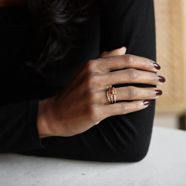 Solid Gold Modern Ombre Birthstone Ring