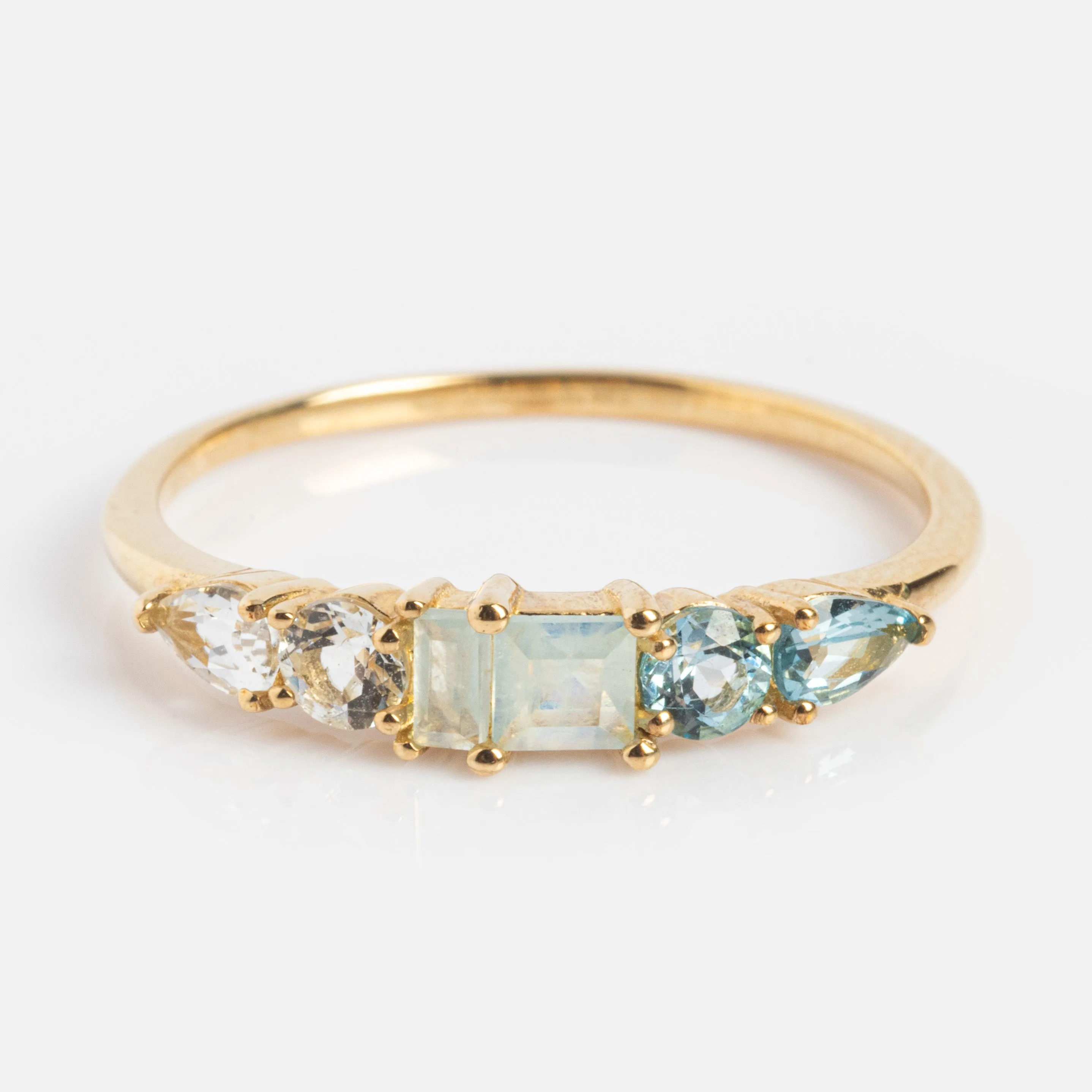 Solid Gold Modern Ombre Birthstone Ring