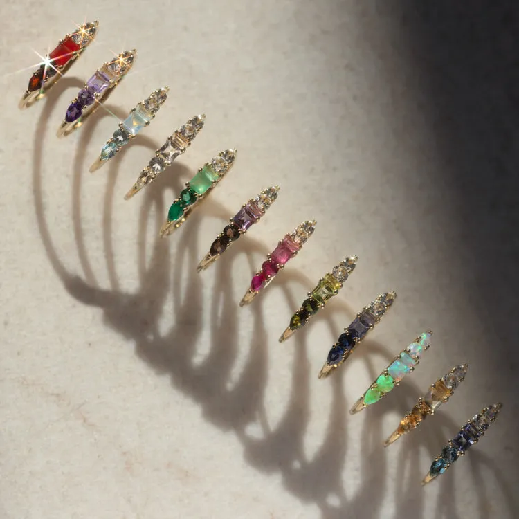 Solid Gold Modern Ombre Birthstone Ring