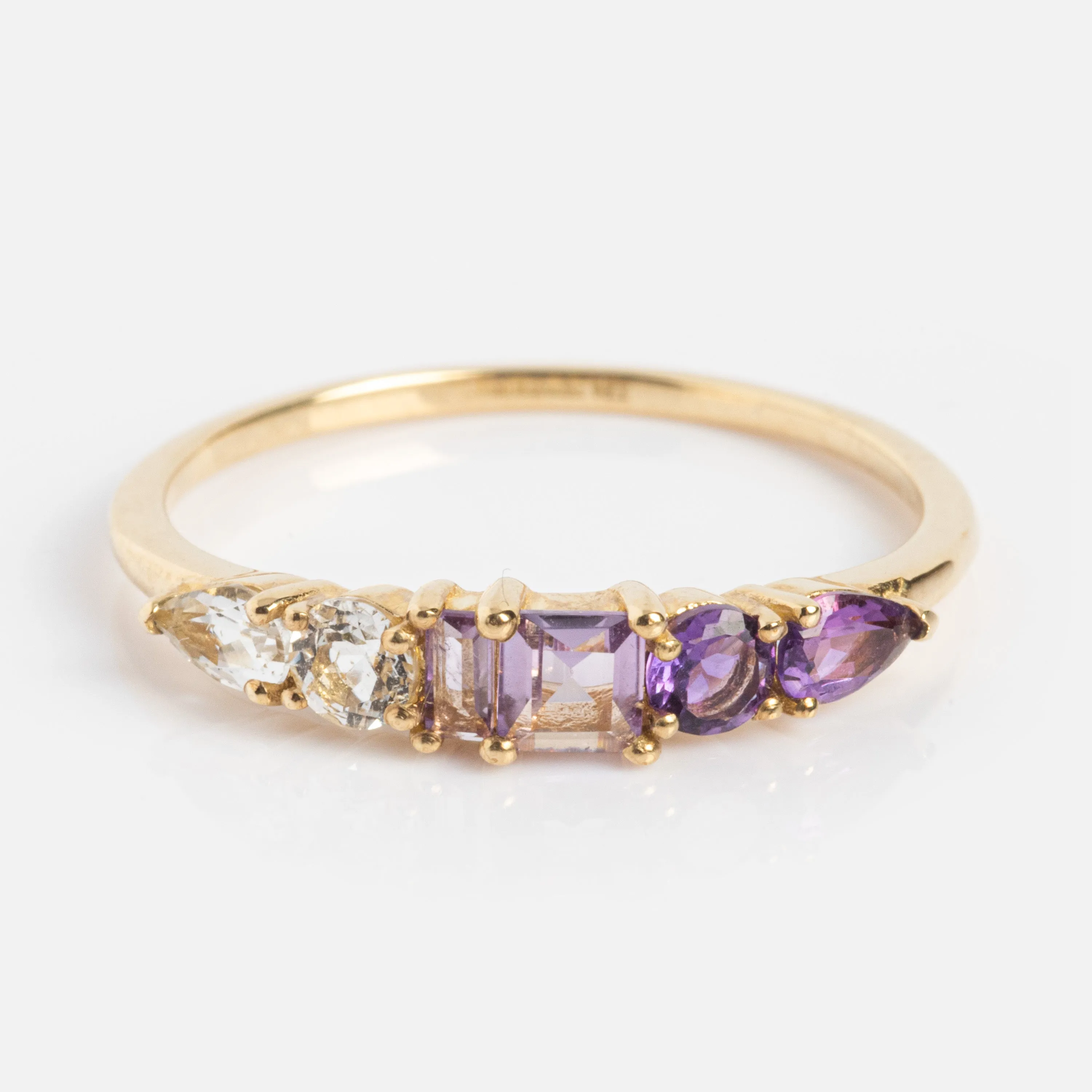 Solid Gold Modern Ombre Birthstone Ring