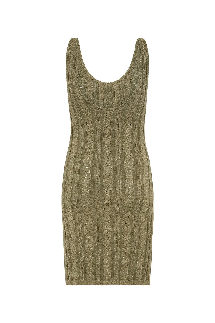 Spell & The Gypsy Frenchie Rib Mini Dress Khaki