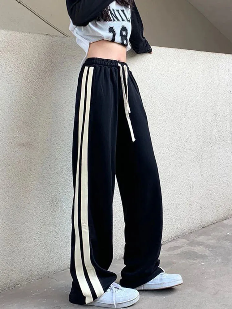 Striped Lace Up Women's  Harajuku BF Style Sweatpants