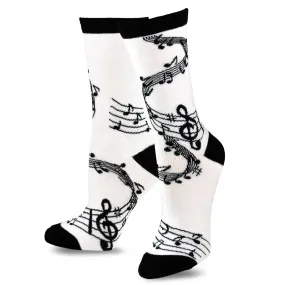 TeeHee Socks Women's Novelty Bamboo Crew Musical Note (W1434)