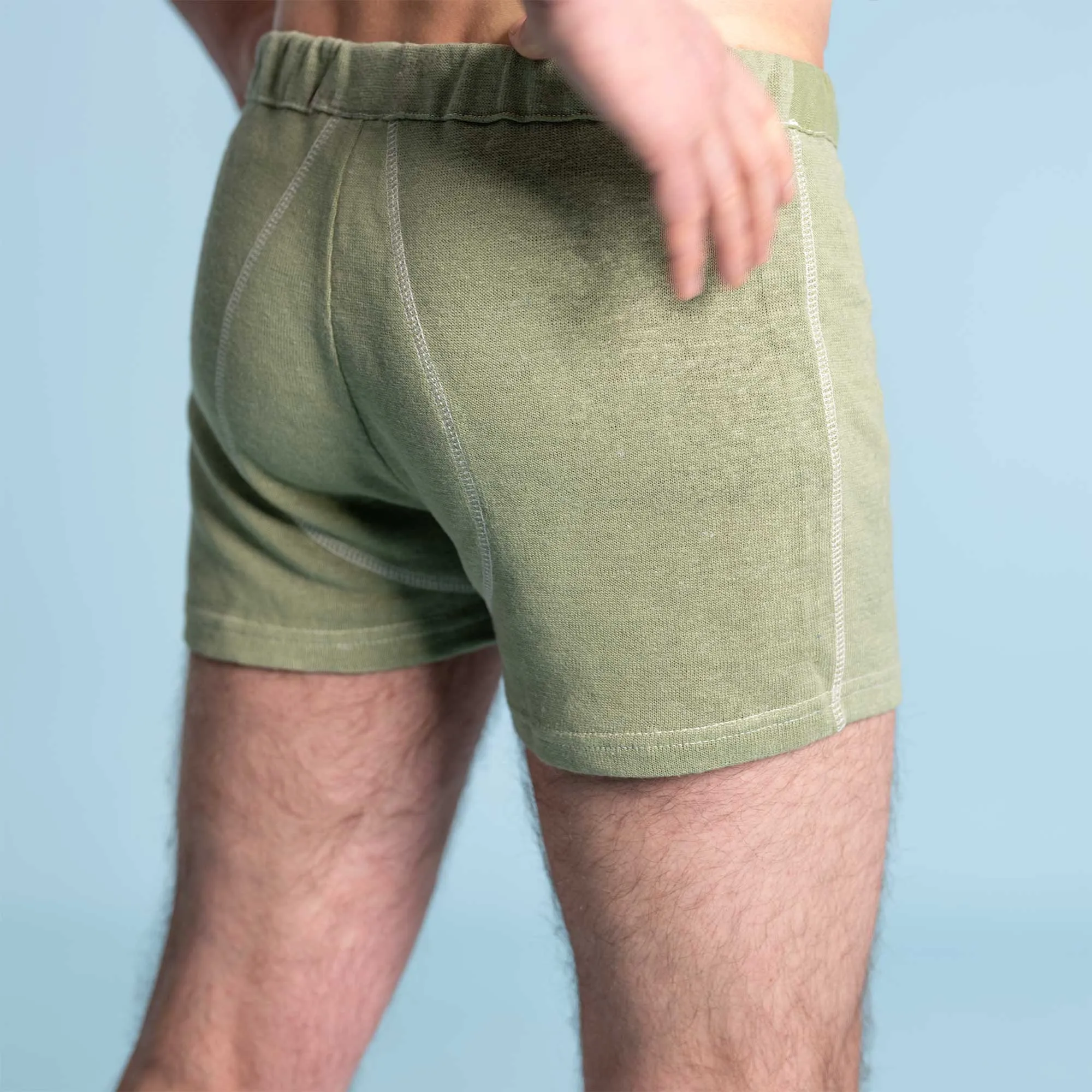 TELLURIDE 100% Organic Hemp Knit Boxer Briefs (OC Thread, 100% Biodegradable Organic Elastic Waist Options)