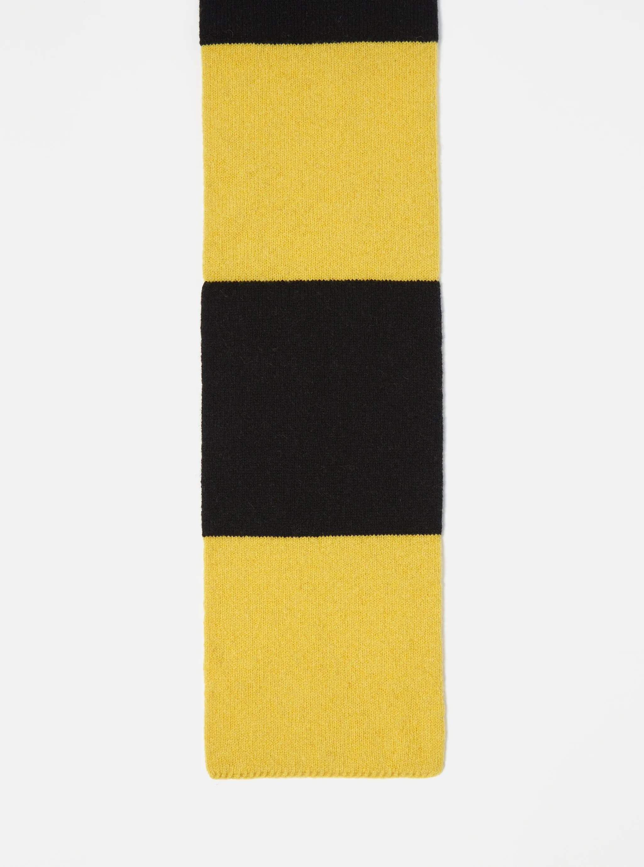 Universal Works Deluxe Football Scarf in Black/Yellow Soft Wool