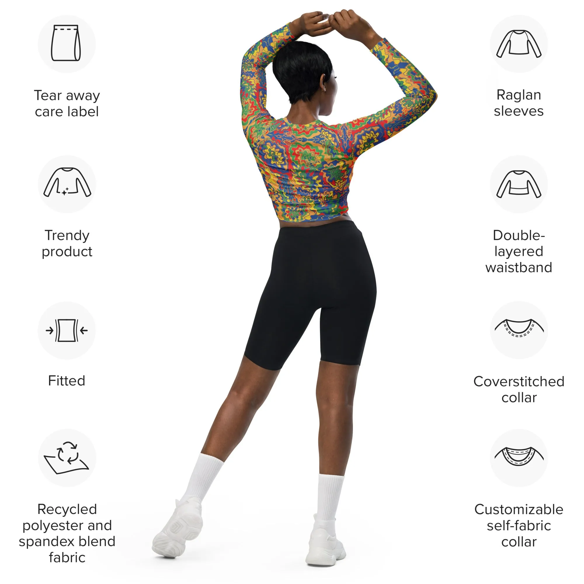 Vibrational Electric Episode Recycled long-sleeve crop top