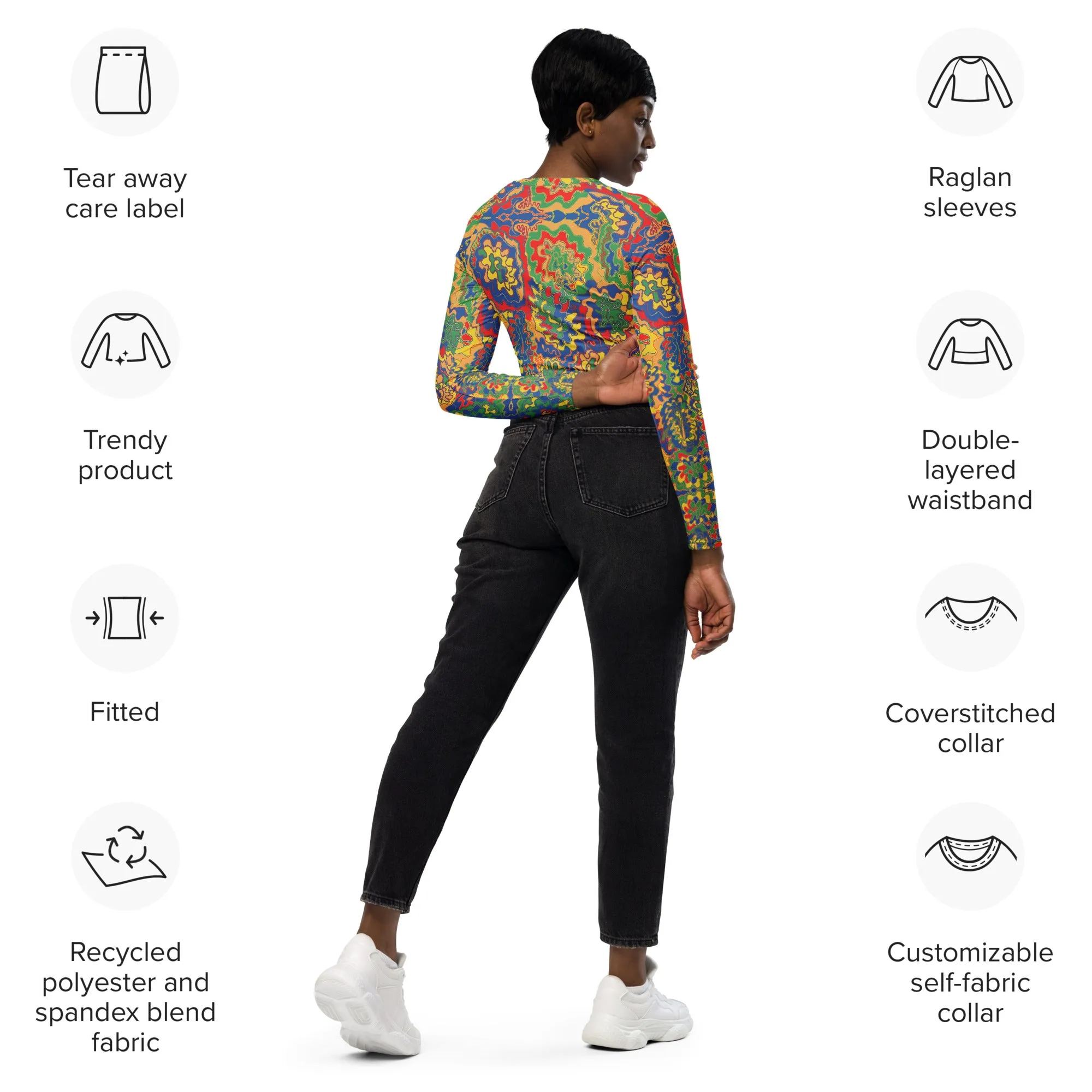 Vibrational Electric Episode Recycled long-sleeve crop top