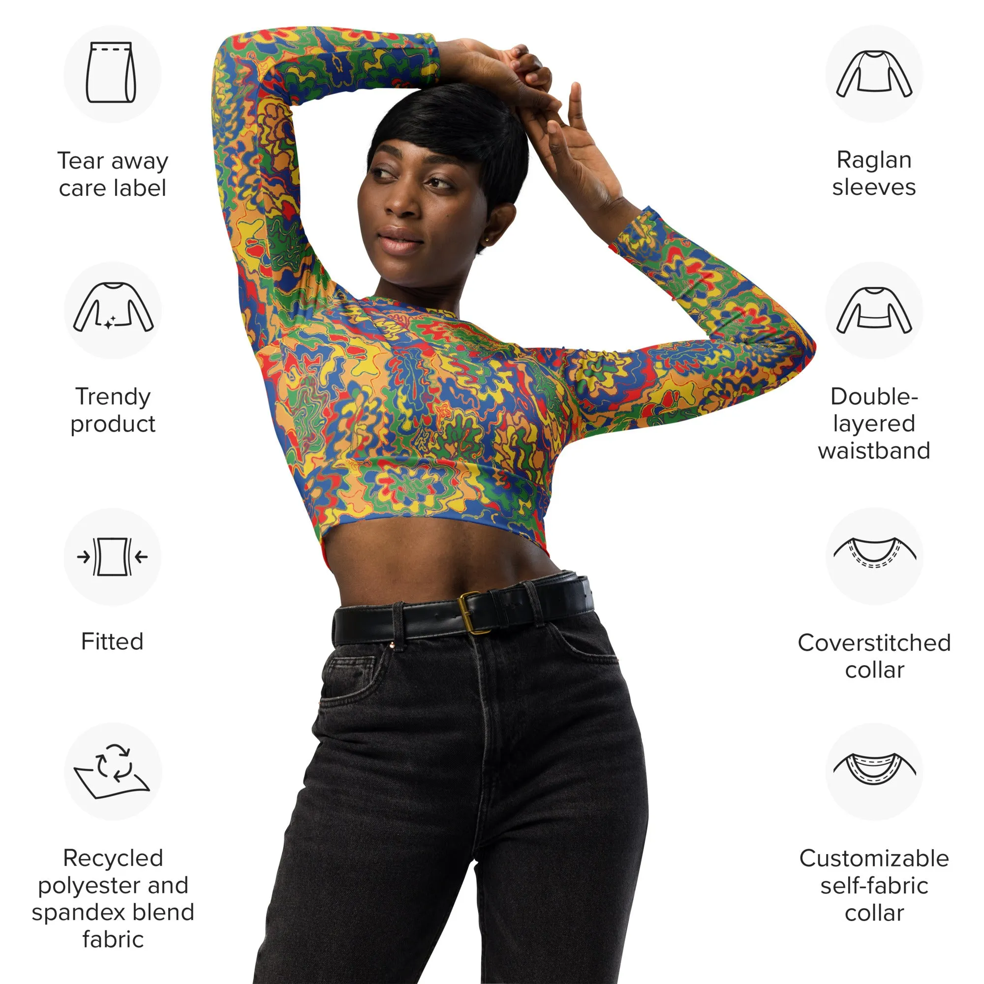 Vibrational Electric Episode Recycled long-sleeve crop top