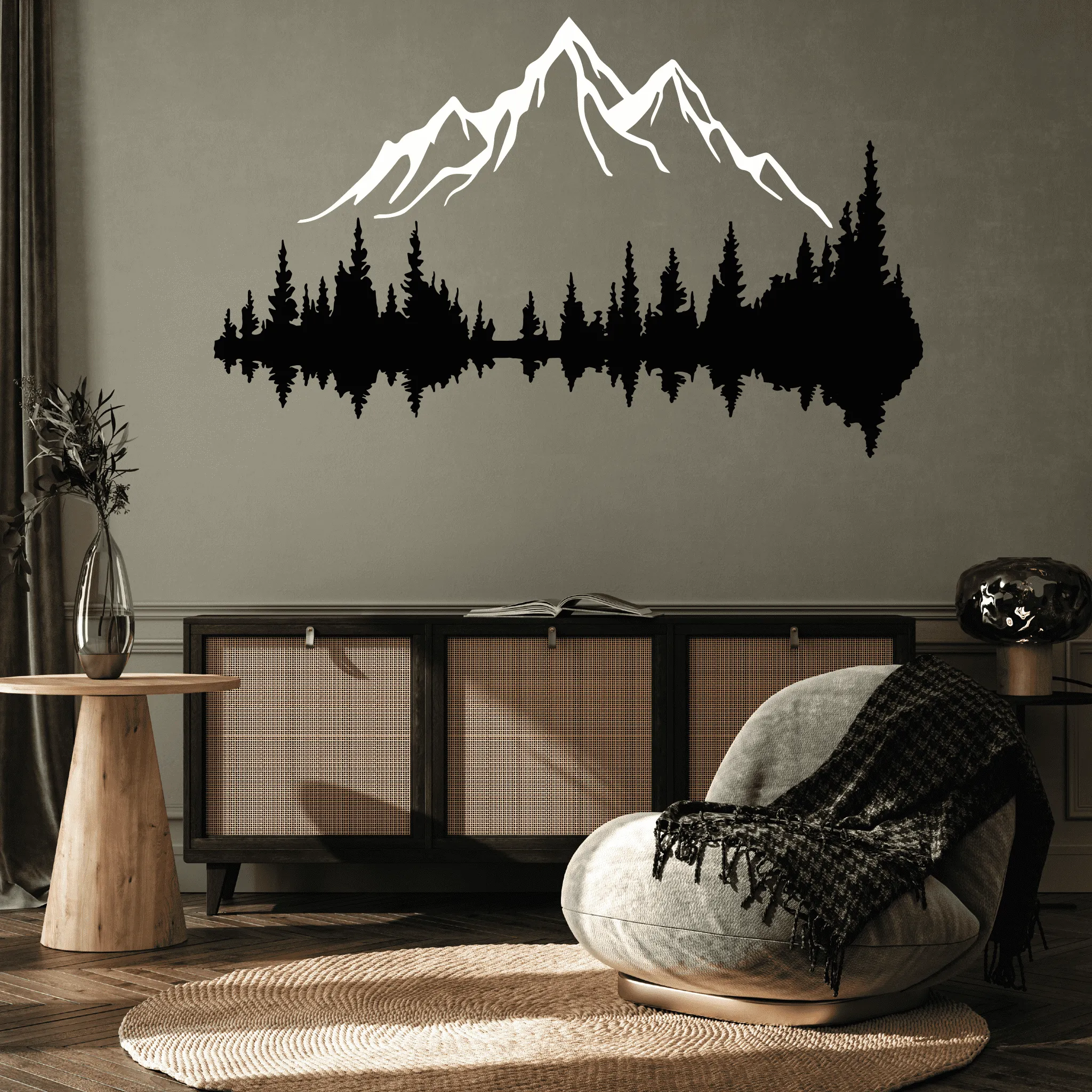 White Mountain and Dark Forest Metal Wall Art