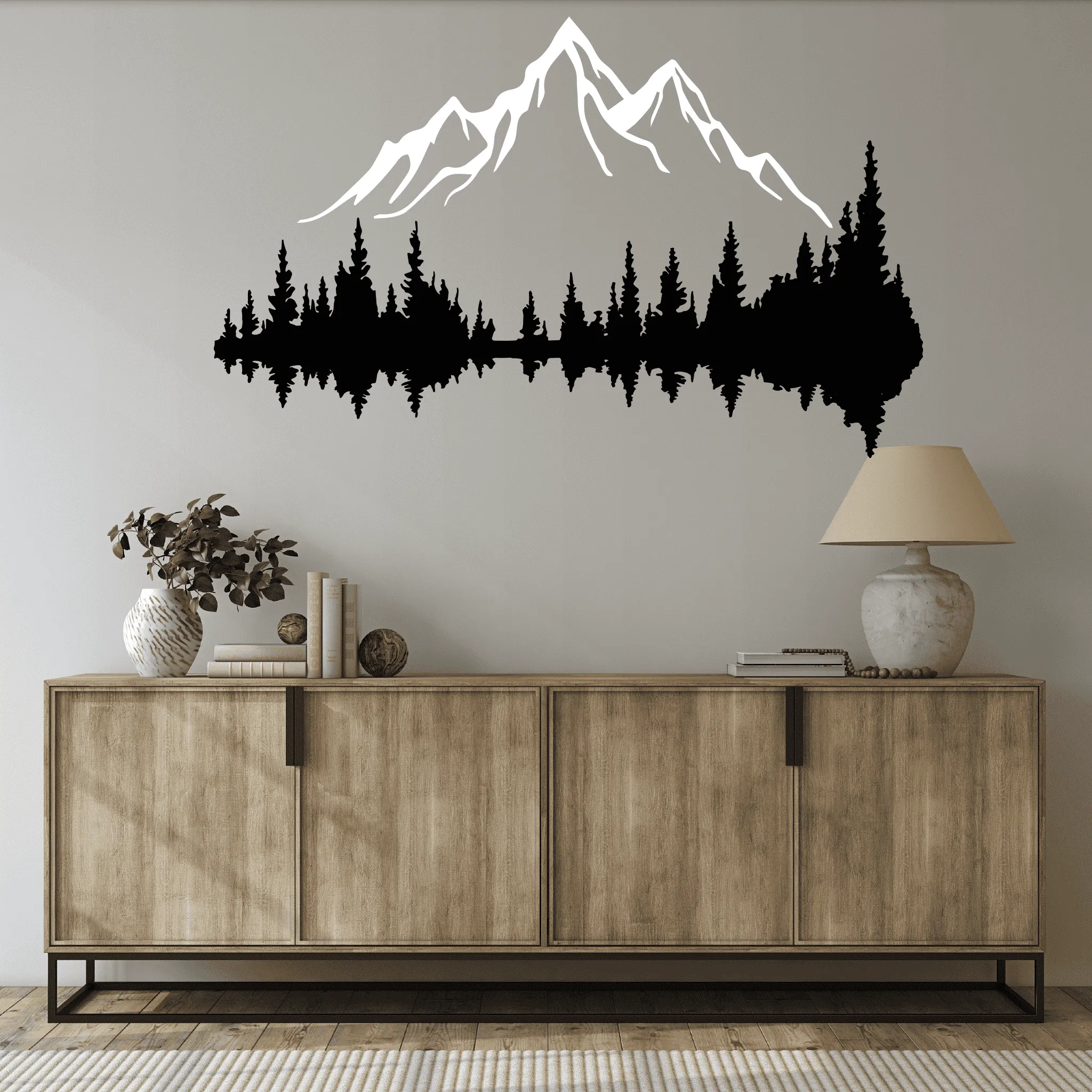 White Mountain and Dark Forest Metal Wall Art