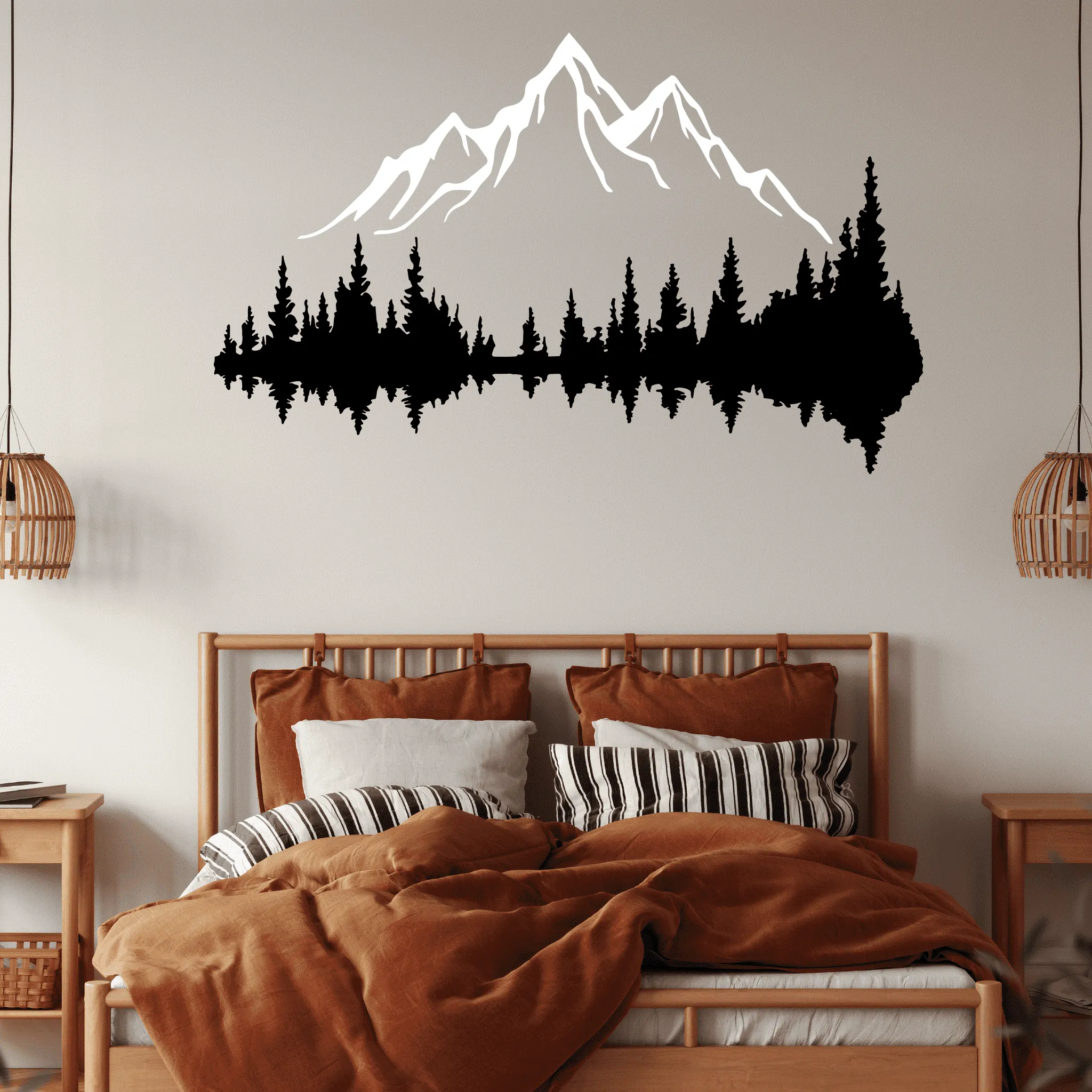 White Mountain and Dark Forest Metal Wall Art