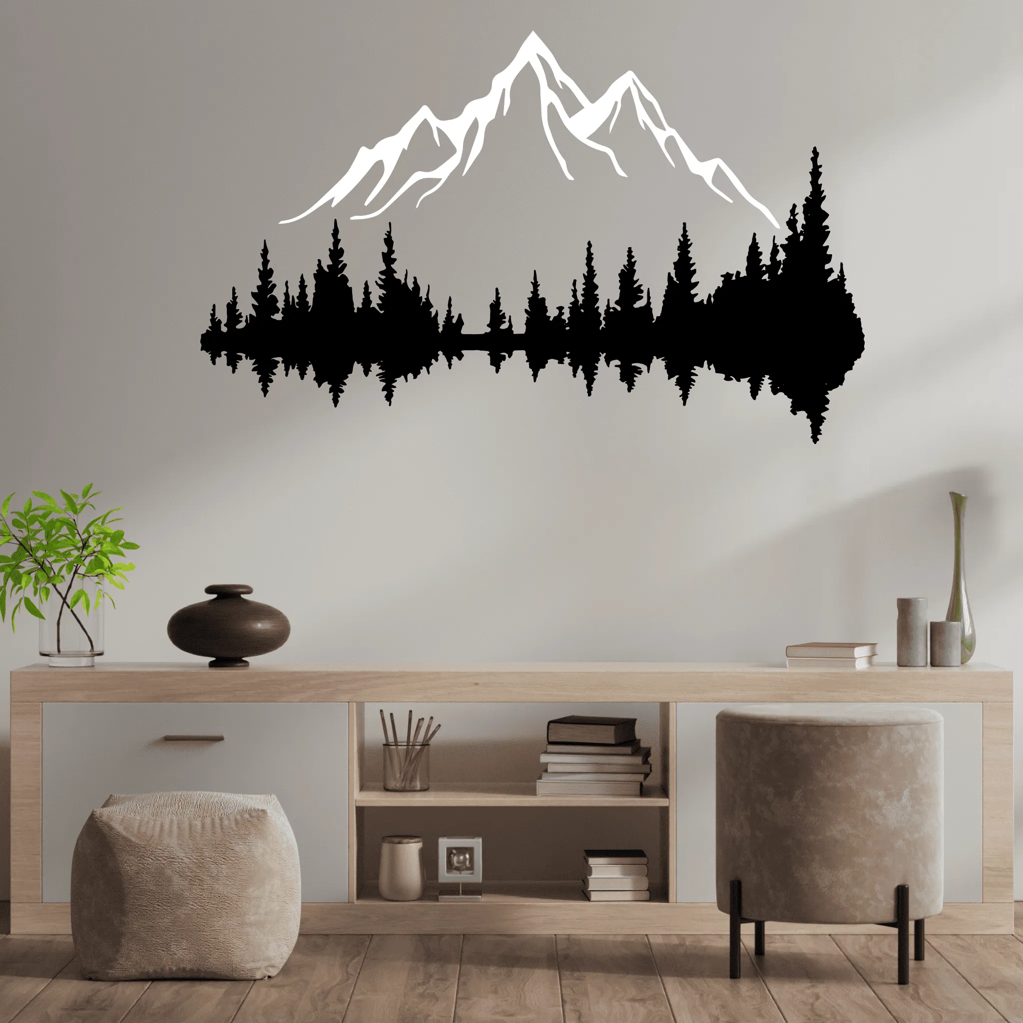 White Mountain and Dark Forest Metal Wall Art