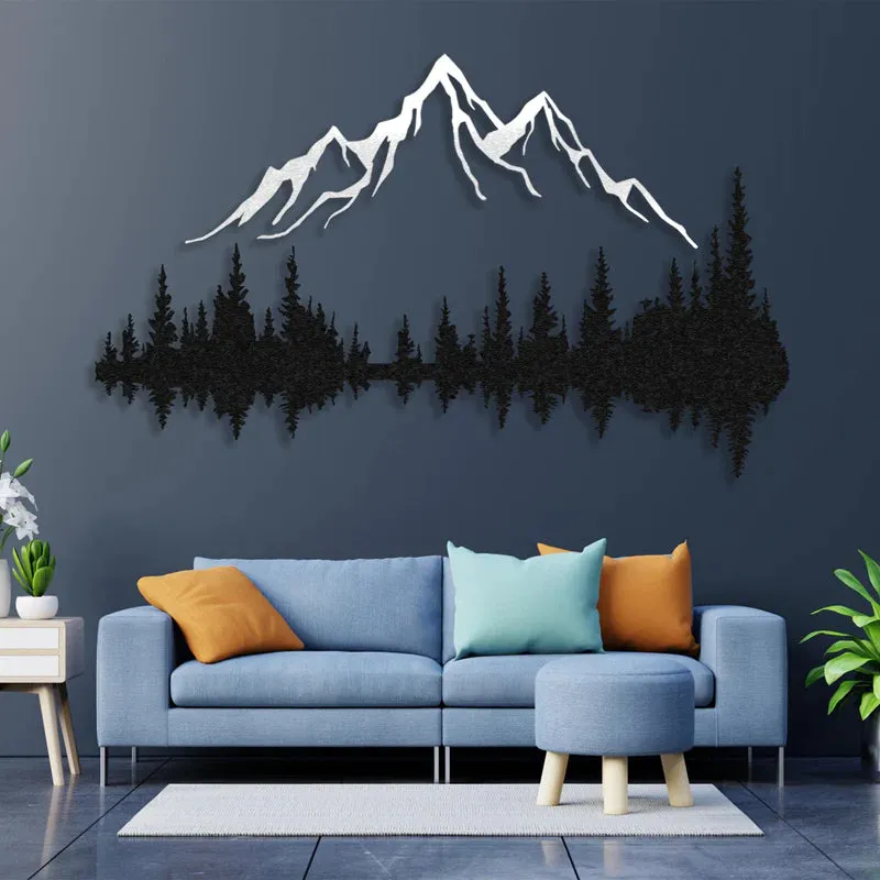 White Mountain and Dark Forest Metal Wall Art