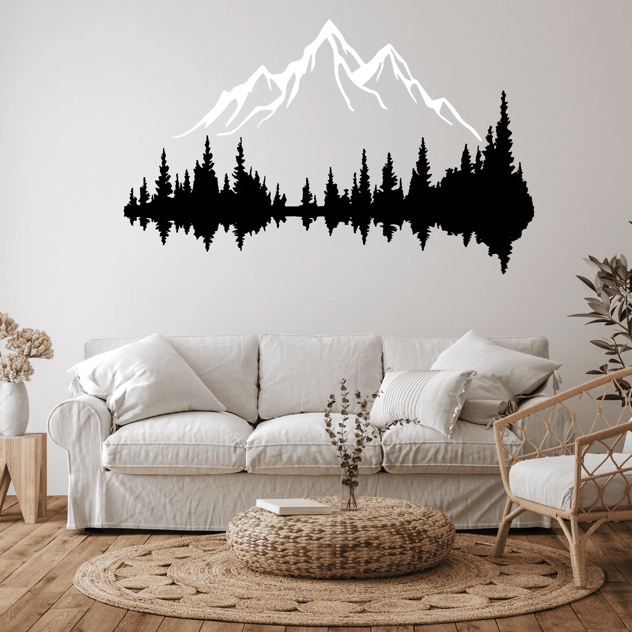 White Mountain and Dark Forest Metal Wall Art