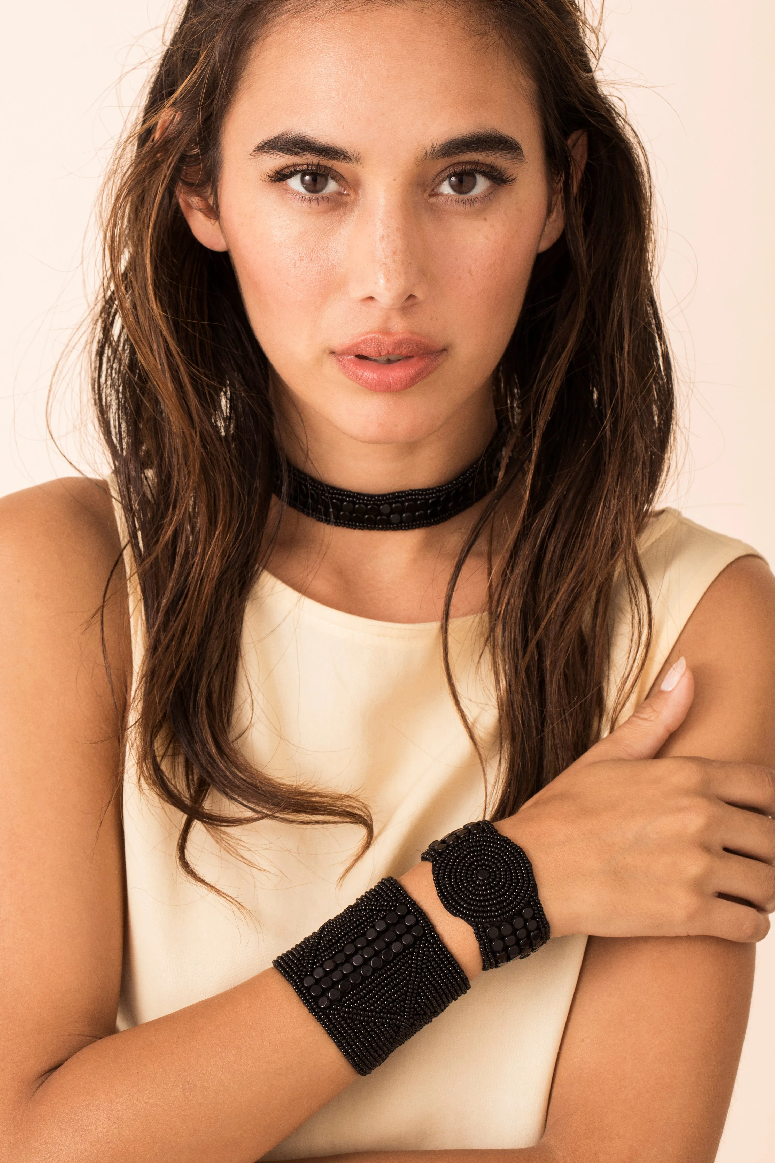 Wide Leather Cuff - BLACK