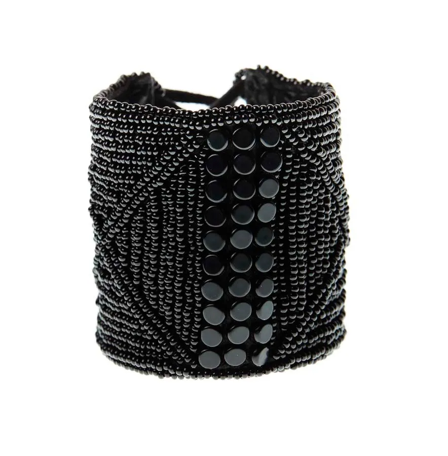 Wide Leather Cuff - BLACK