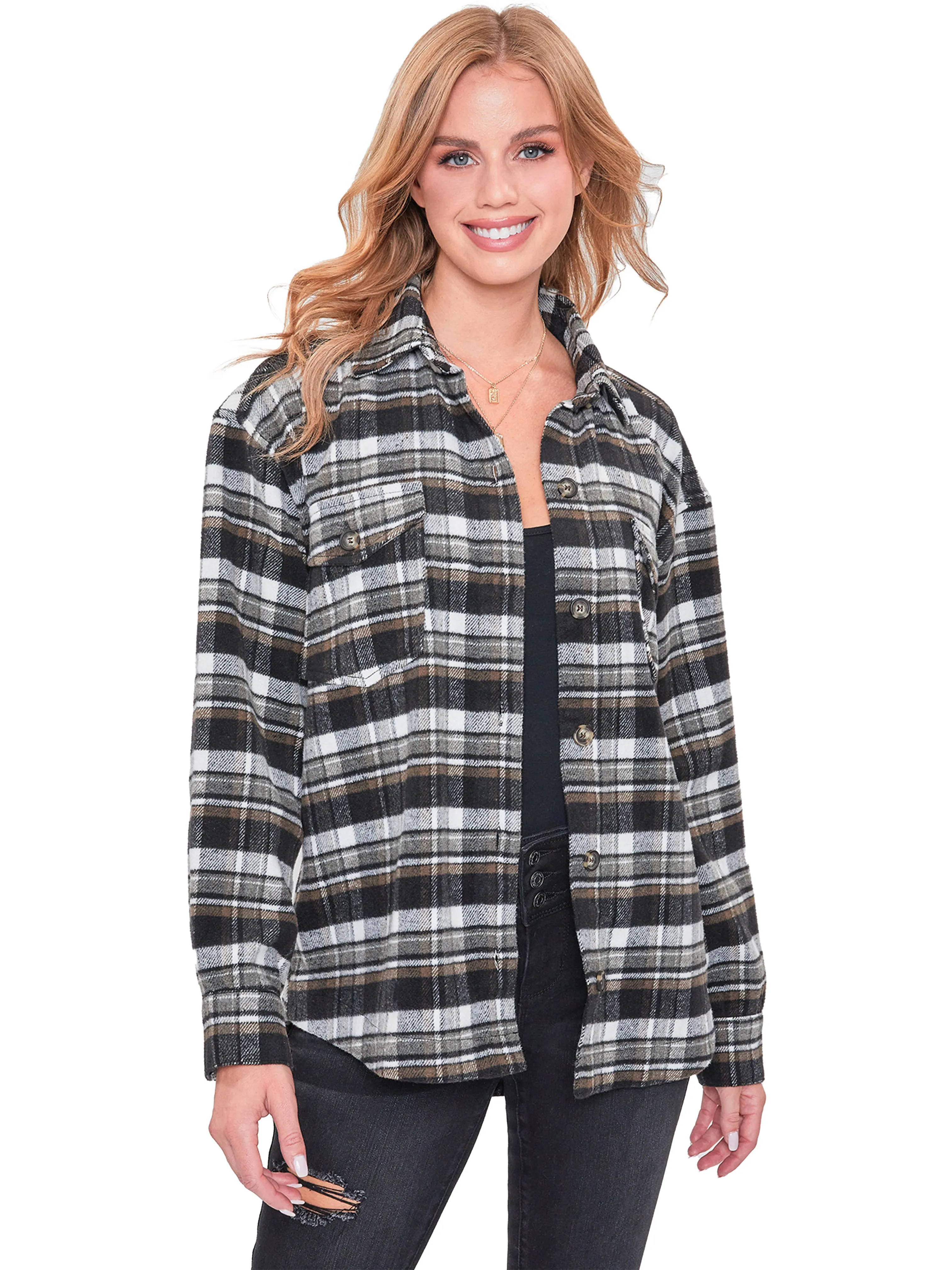 Women's Oversized Plaid Flannel Shacket